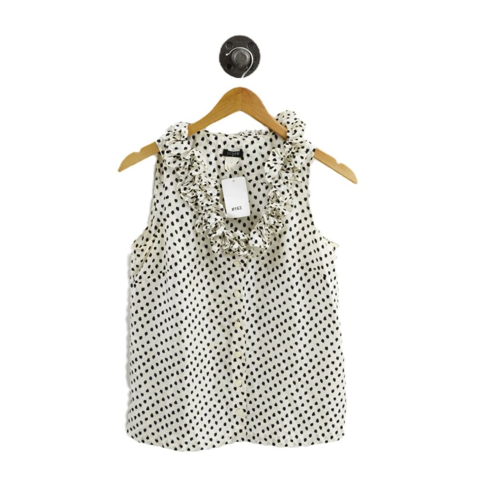 J. Crew Silk Ruffle Dot Print Blouse #163-110 - Picture 1 of 3